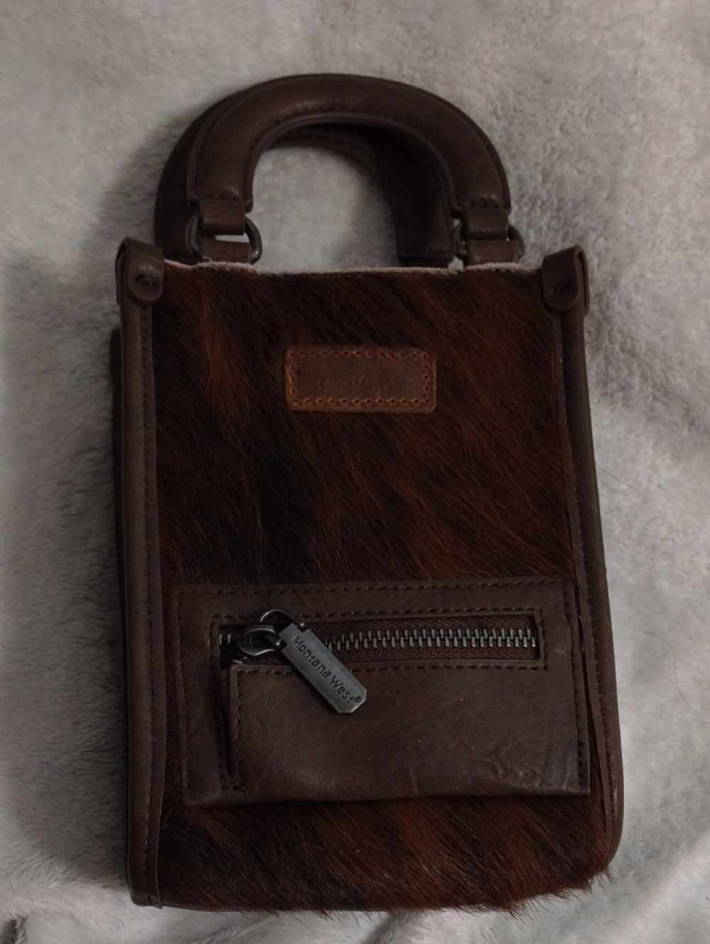 Montana West Hair On Hide Hand Bag With Adjustable Crossbody Strap